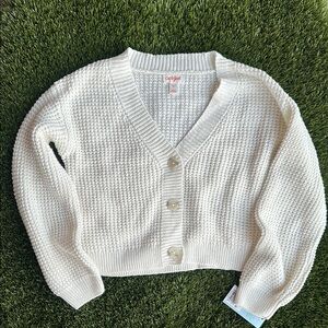 Cat & Jack White Cropped Cardigan Sweater Kids Girls Size Small 6/7